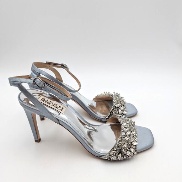Badgley Mischka Rider Embellished Ankle Strap Sandal Whisper Blue Sz US7.5 EU38 - Picture 3 of 12